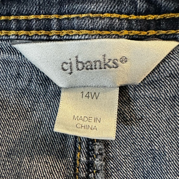 CJ Banks Dark Wash Denim Jean Skirt with Bronze Button Detail - Size 14 - Picture 7 of 8